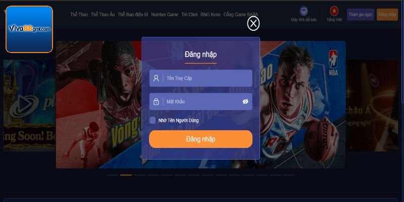 Hoàn thành dữ liệu để đăng nhập Viva88